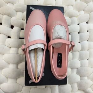 Aqua Blush Pink Mary Jane Flats